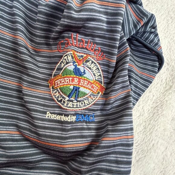 Callaway Mens Pebble Beach Invitational Polo Golf Shirt Striped Short Sleeve - Picture 3 of 7
